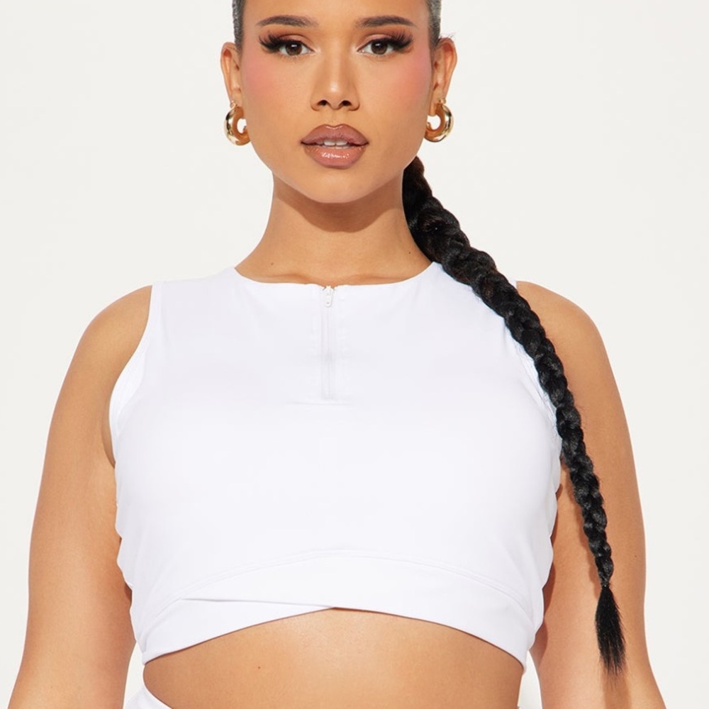 Fashion Nova Curve Courtside Cool Quarter Zip Active Top - White size 1x